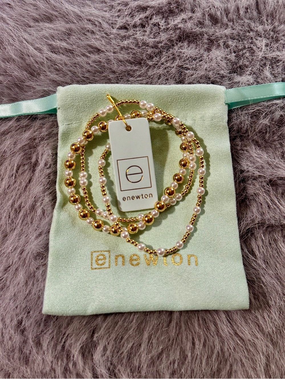 enewton Gold Bead & Pearl Bracelet Stack New